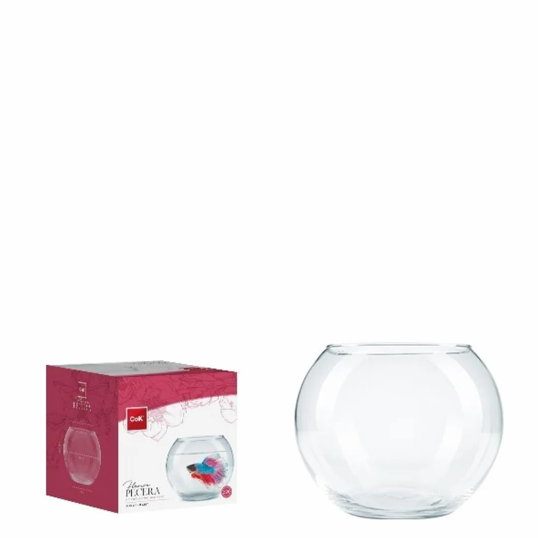 Pecera Redonda de Cristal 10/12/16/20/23/25/30/35CM - Acuario Esférico para Peces, Flores, Piedras - Globo Acuático Pequeño (20cm)