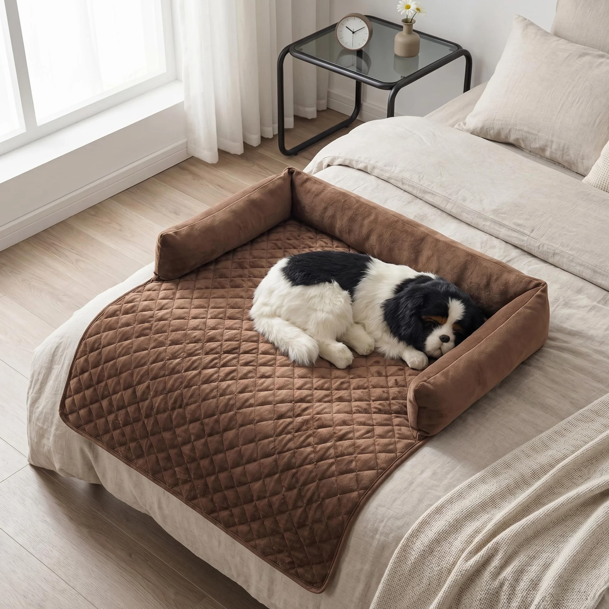 OKYUK Cama para Perros, Protección para Sofá, Hecha a Mano, Lavable, Cojín y Alfombrilla para Perros Grandes, Medianos y Pequeños (Café, 75 x 75 cm)