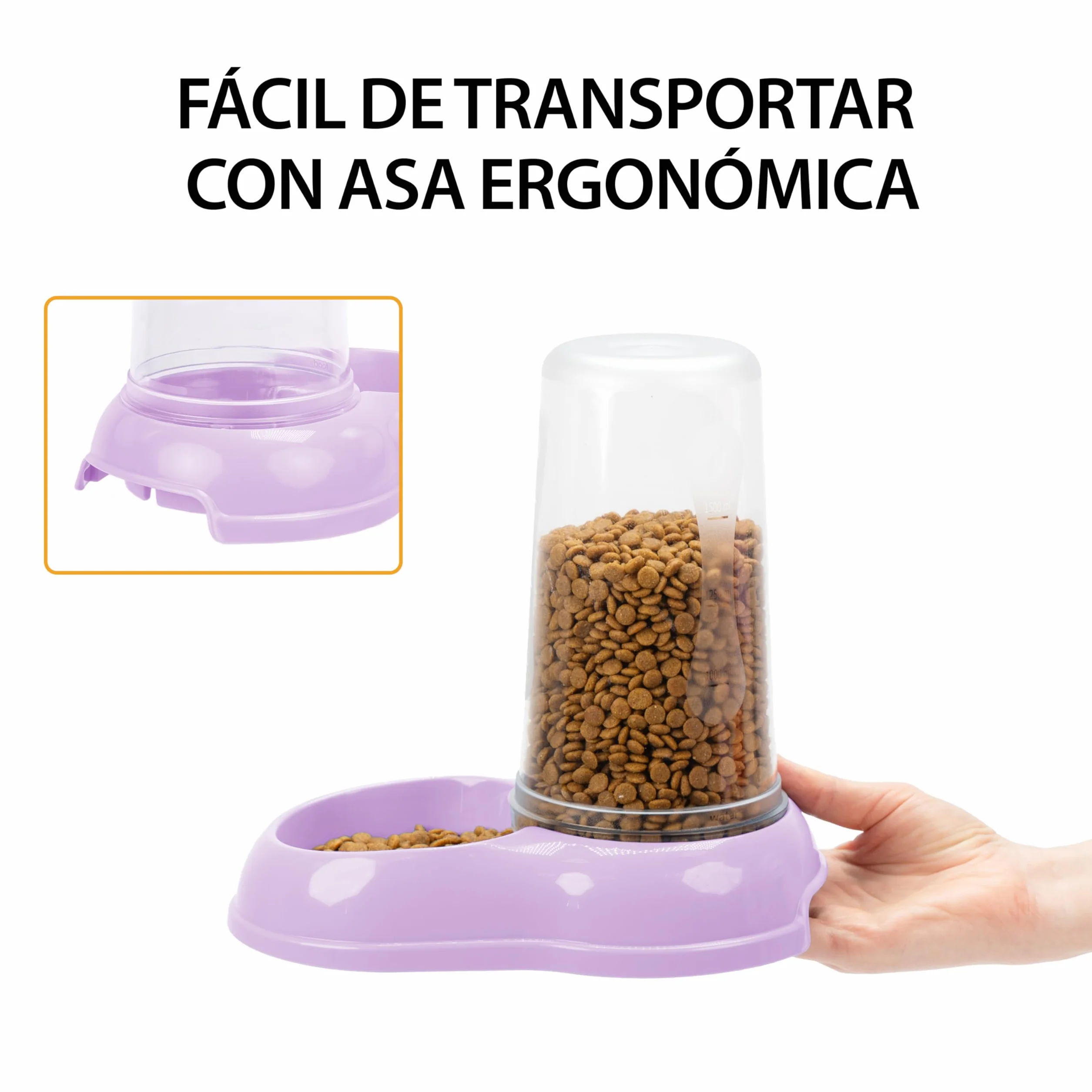 Ferplast Dispensador de Comida o Agua para Perro Comedero para Agua y Comida Seca 3 litros, Fondo Antideslizante, 20 x 33,5 x h 31 cm Lila