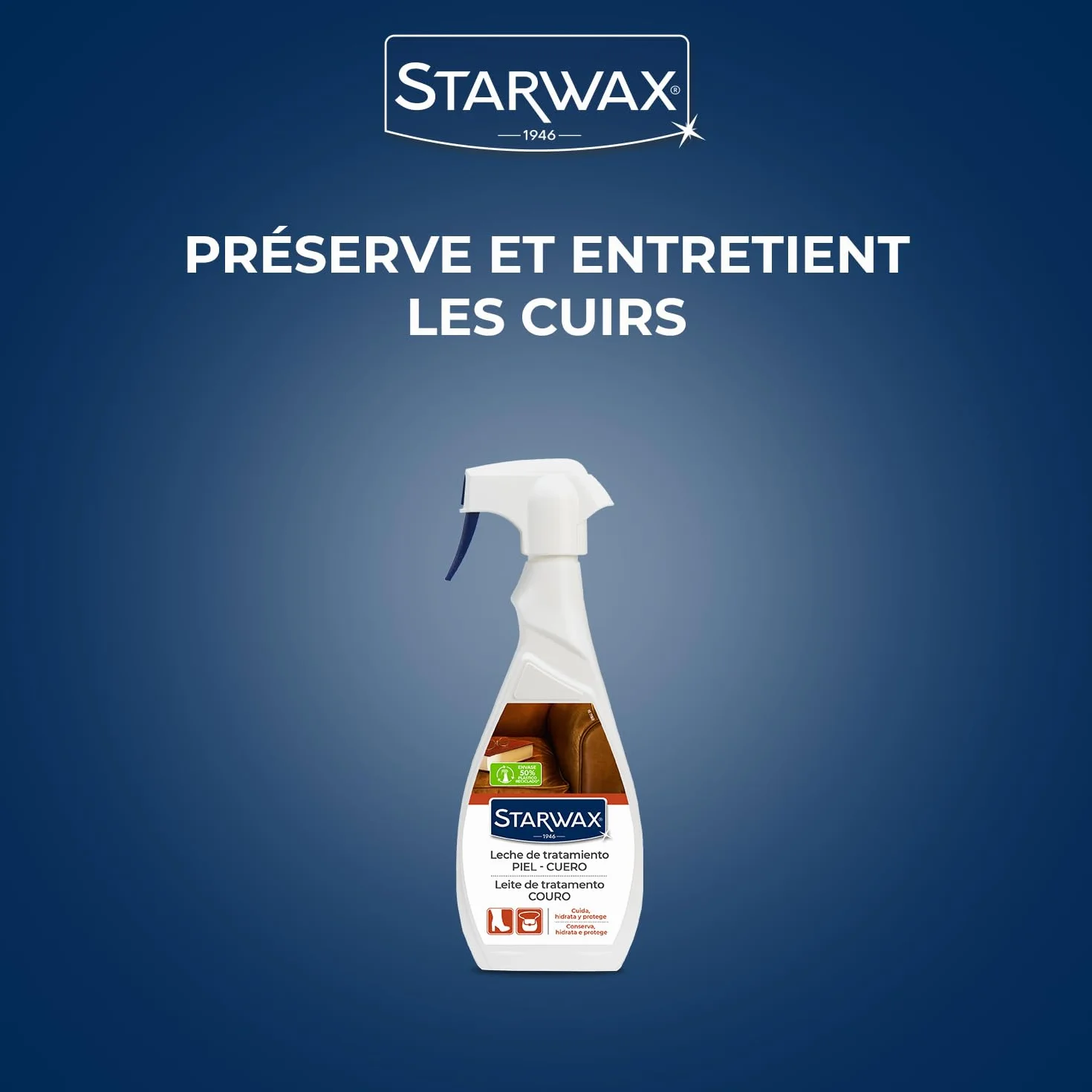 STARWAX - Leche para el Cuidado del Cuero - Limpia, hidrata y preserva - con lanolina - Spray 500ml - Sin aclarado -Práctico y fácil de usar