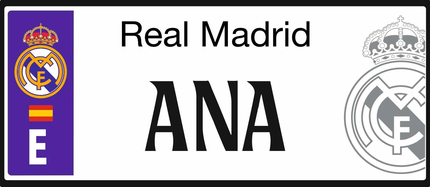 Real Madrid Matrícula Personalizada 6 x 14 cm