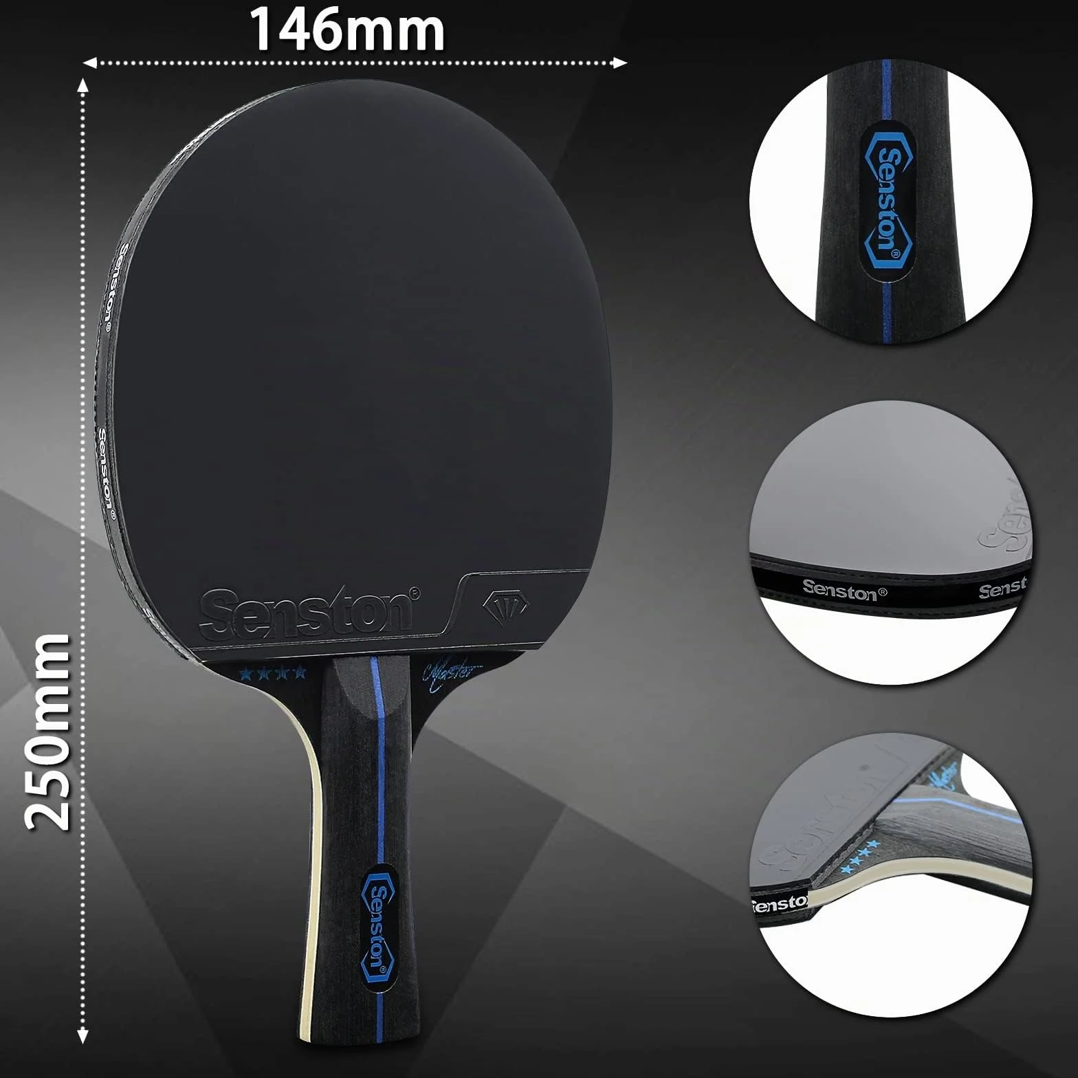 Senston Raqueta de Tenis de Mesa Set de 2 Jugadores, Paleta de Ping Pong con Estuche