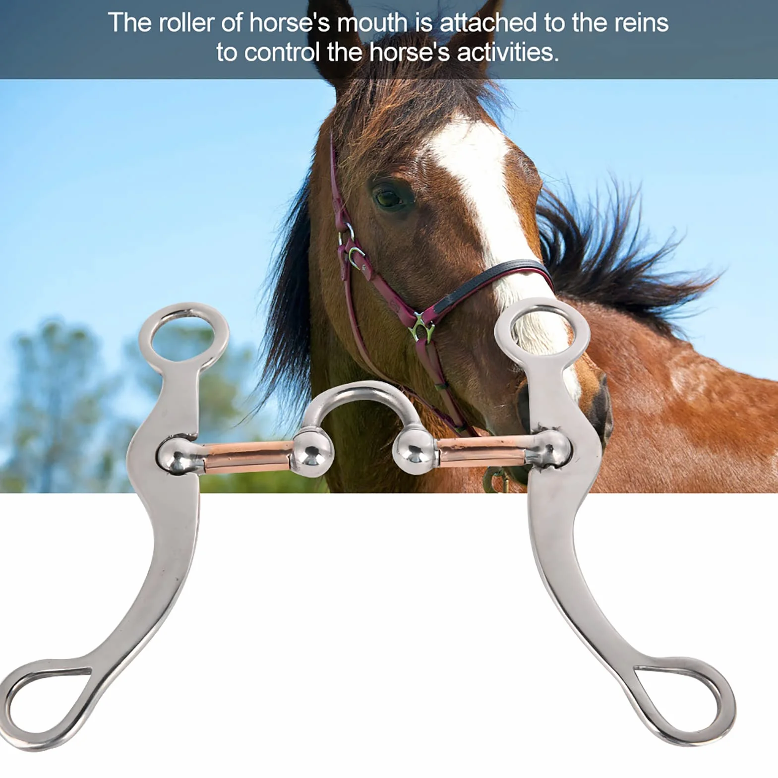 KIMISS Happy Mouth Roller Broca de Espesor de Acero Inoxidable Rodillo de Broca de Boca Suelta para Caballo - Anillos de Acero Inoxidable Duraderos