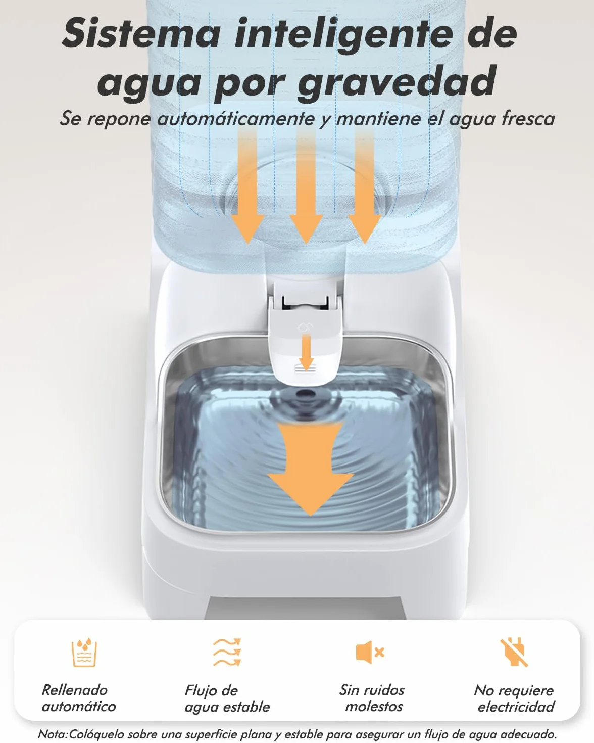 8L Bebedero Gatos por Gravedad con Grifo Patentado, Comedero Gato automático con Filtro y Base Ajustable, Boca Ancha para fácil Limpieza, Materiales Aptos para Alimentos