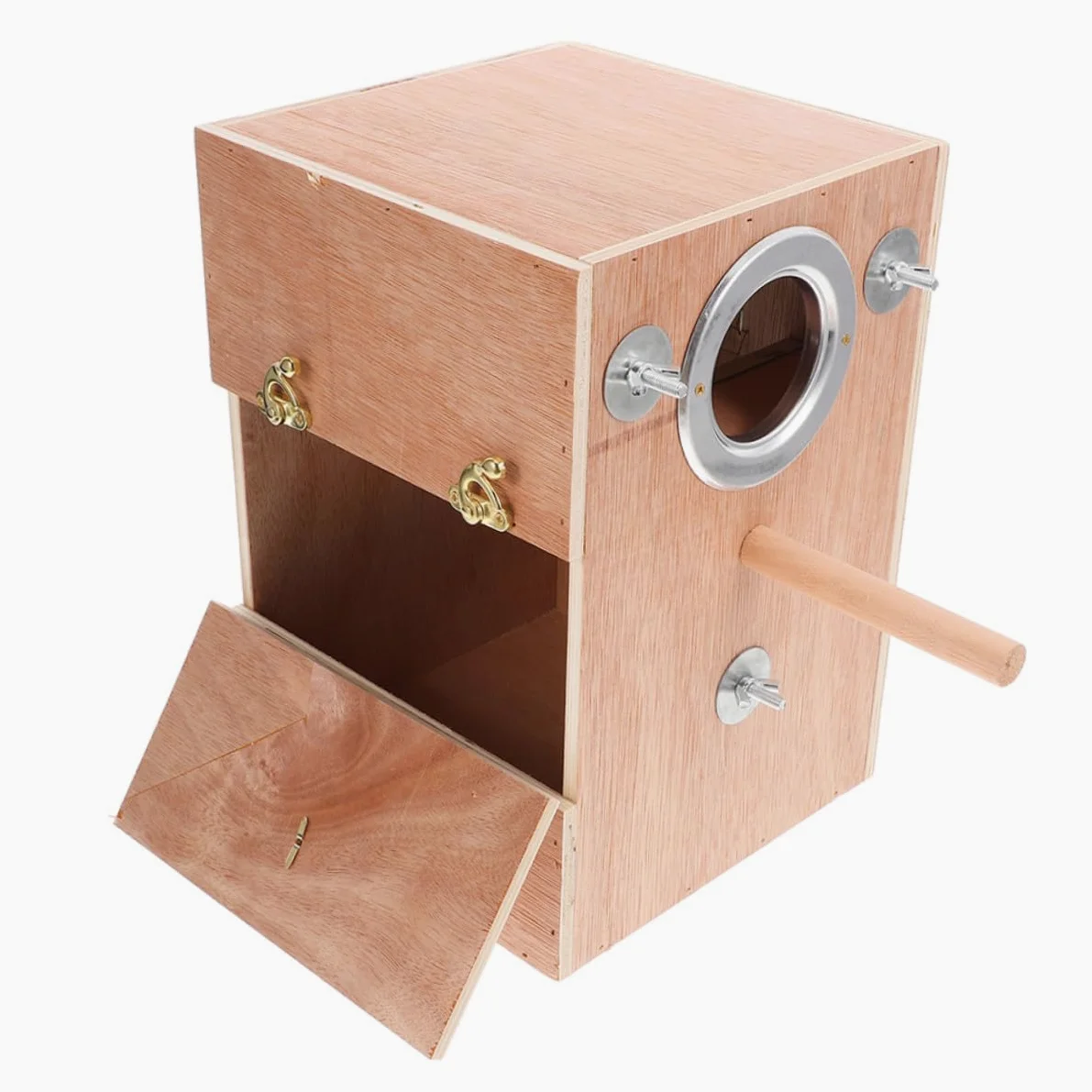 Caja de Cría de Madera para Periquitos con Ventana Abatible y Soporte Perchero Diseño Colgante Externo Que Ahorra para Cría de y Agapornis para Invierno