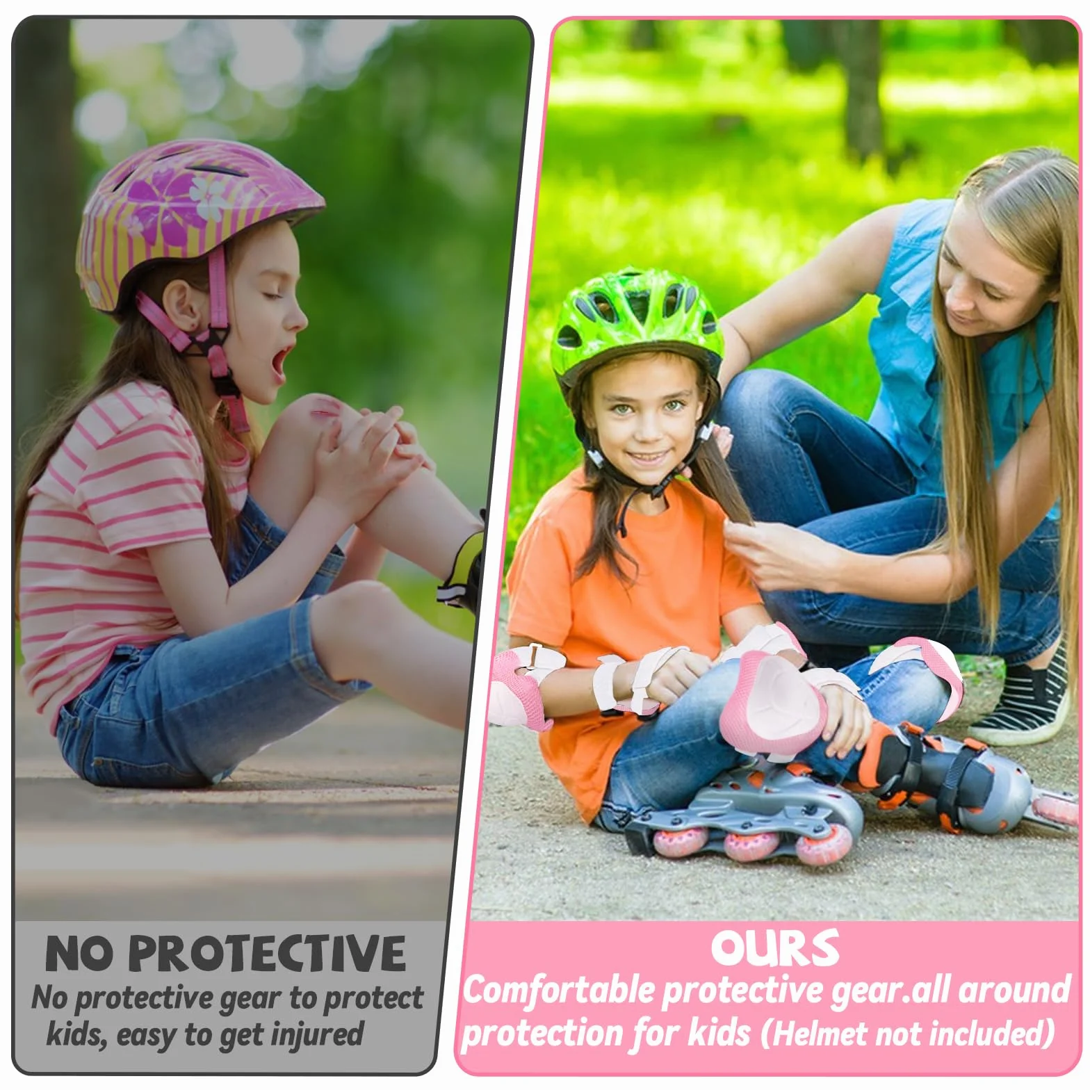 Juego de Protecciones Patines Infantil con Rodilleras Coderas Muñequeras Ajustables para Patinaje Ciclismo Skate