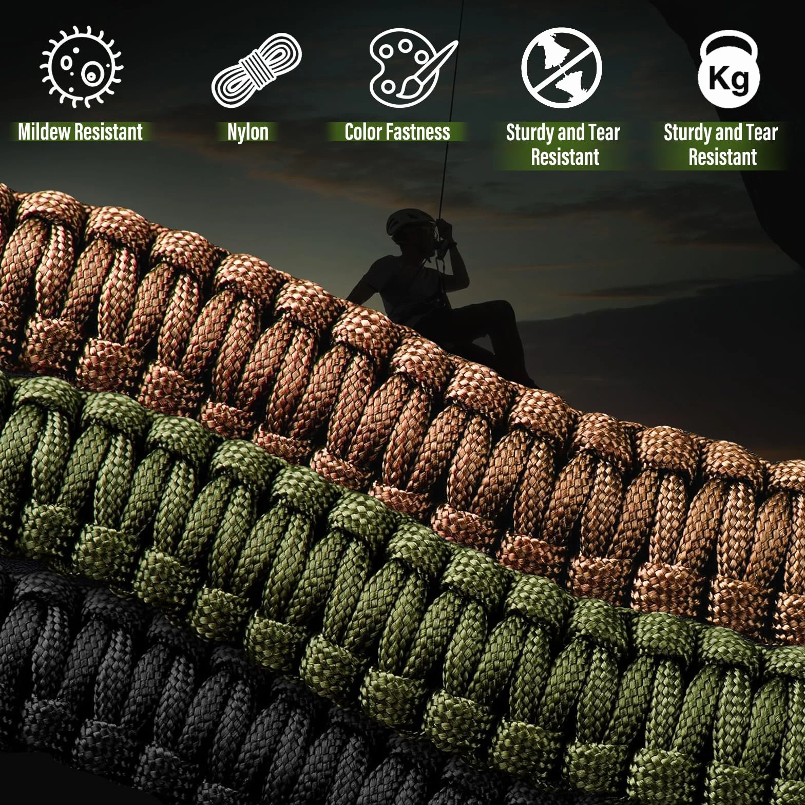 Paracord 4mm 7 Hebras 5 Piezas Cuerda de Nylon Multifuncional para Exterior Supervivencia