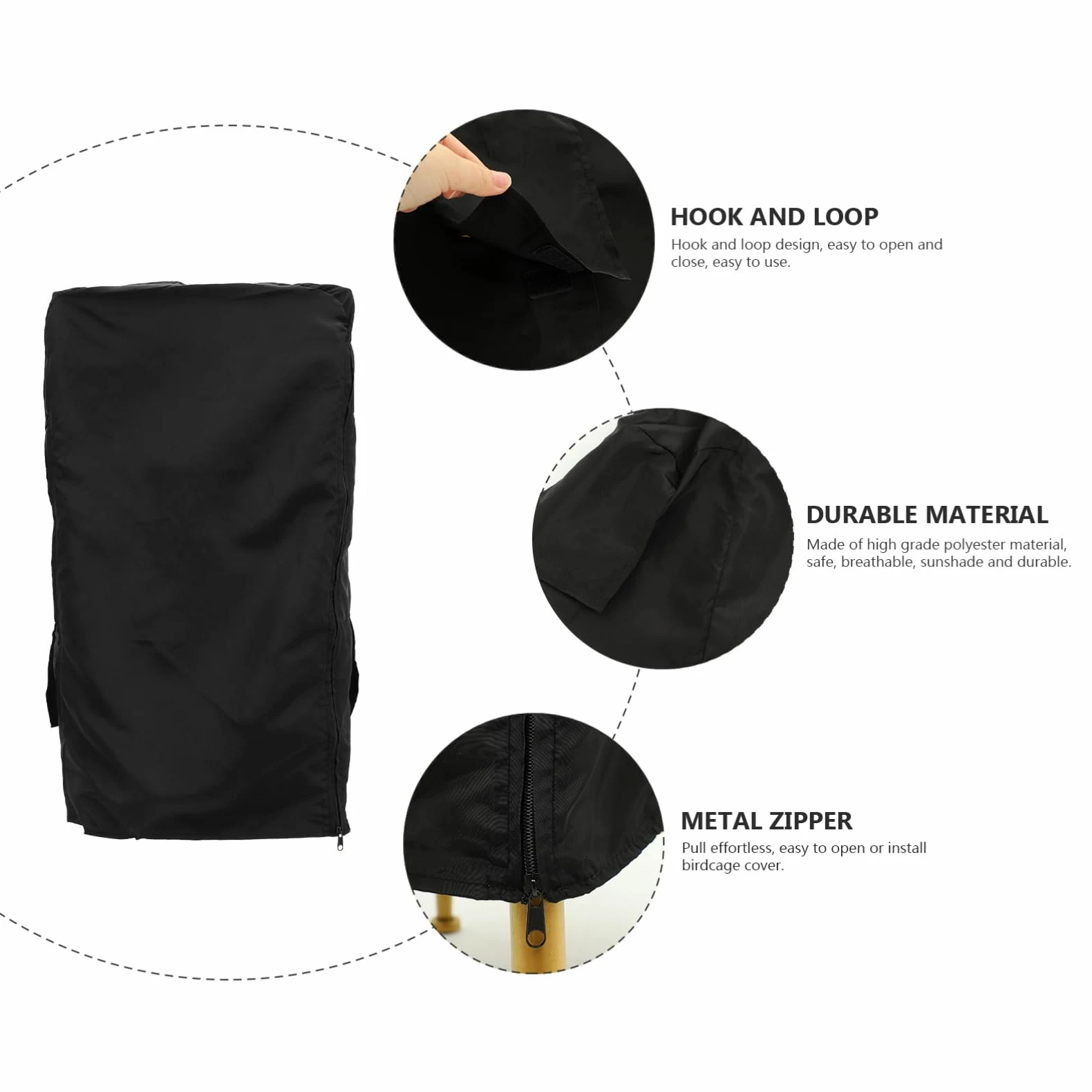 POPETPOP 5 Fundas para Jaula De Pájaros Color Negro con Bloqueo De Luz Transpirables Y Lavables.