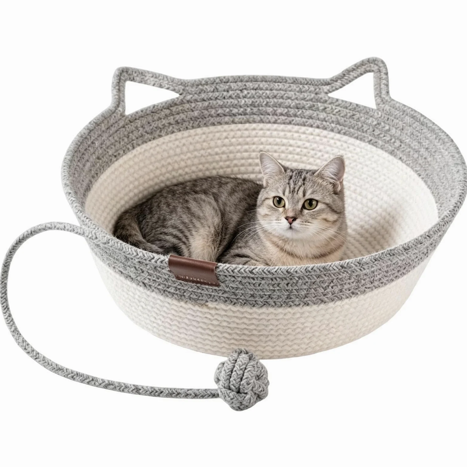Cesta Para Gatos Suministros para Mascotas Rascador Cuerda Algodón Boho | Camas Tejidas A Mano Para Mascotas Y Gatos Para Gatitos y Cachorros Pequeños y Medianos Decoración Hogar Interior Exterior