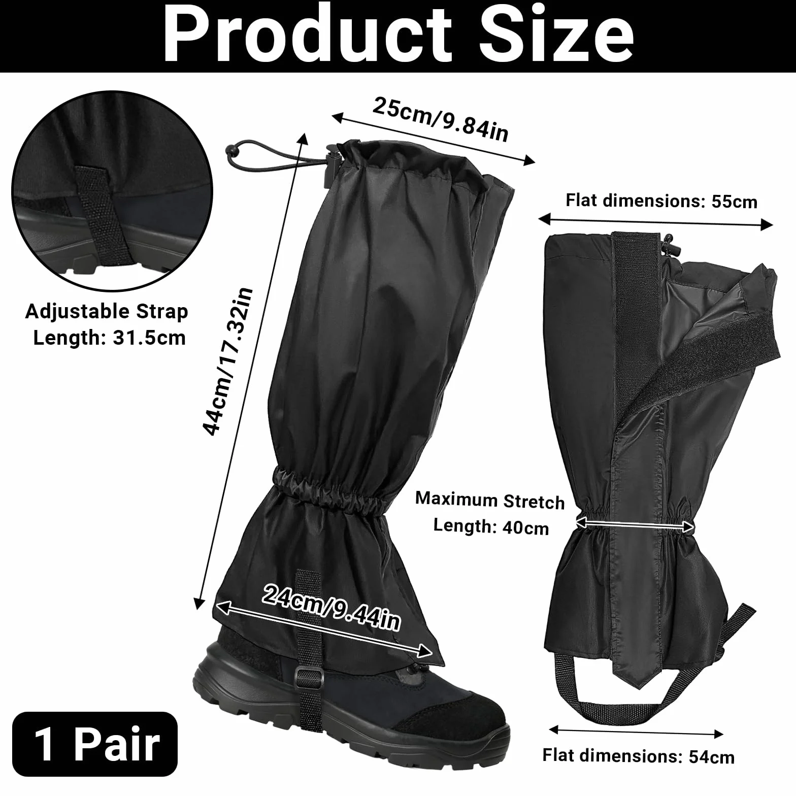 Bellanova Polainas Impermeables Ajustables de Senderismo Antideslizantes Transpirables para Trekking Esquí