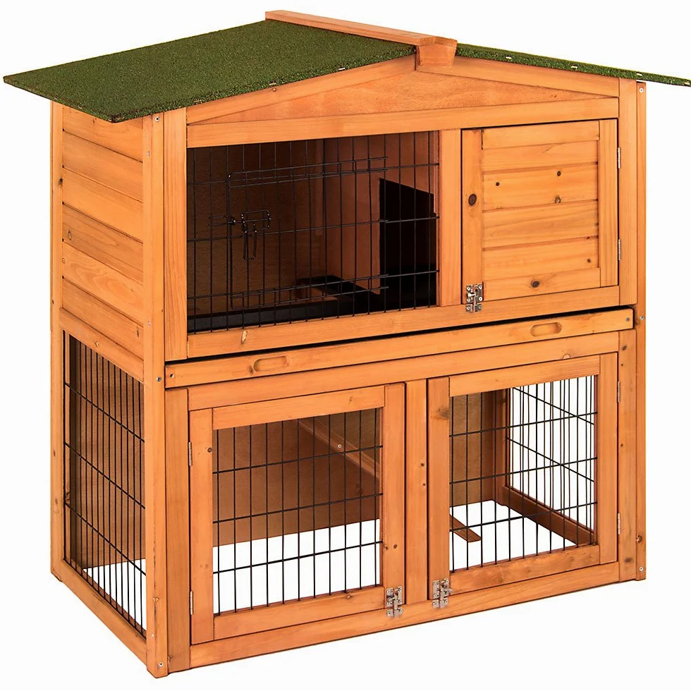 Home Discount Jaula de Madera para Mascotas, 2 Pisos, Bandeja Deslizante