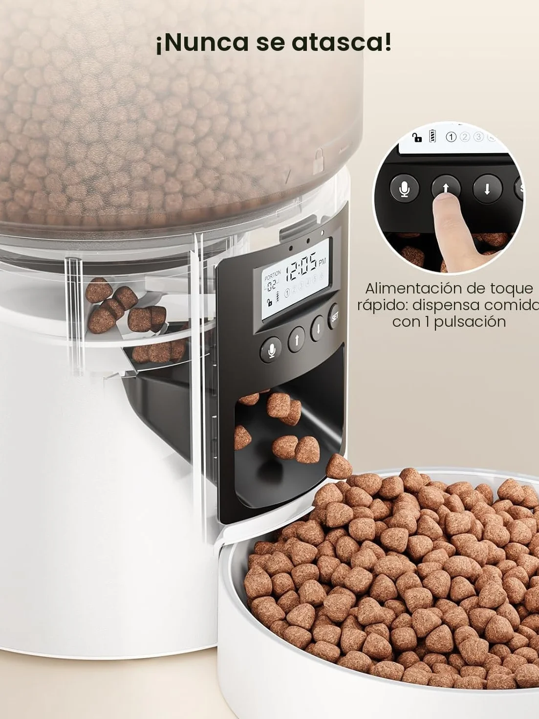 Anykuu 4L Comedero Gato Automatico Dispensador 1-6 Comidas al DíaComida Gatos y Perros con función de grabación de 10s, USB, Blanco para Pequeño/Mediano Mascota