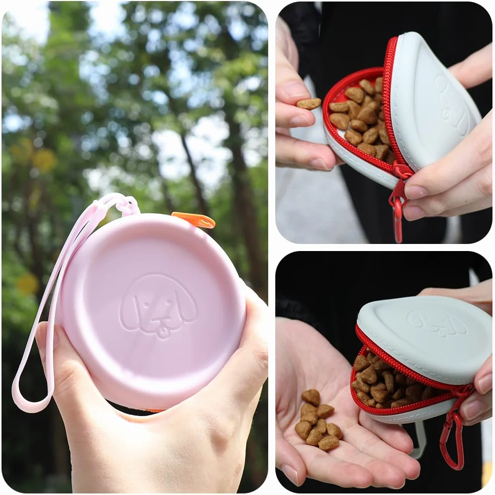 Bolsa de Silicona para golosinas para Perros,con clicker para Perros,Caminar para Mascotas para Perros y Gatos,tamaño de Bolsillo,fácil de Limpiar,diseño de Cremallera(Verde Oscuro)