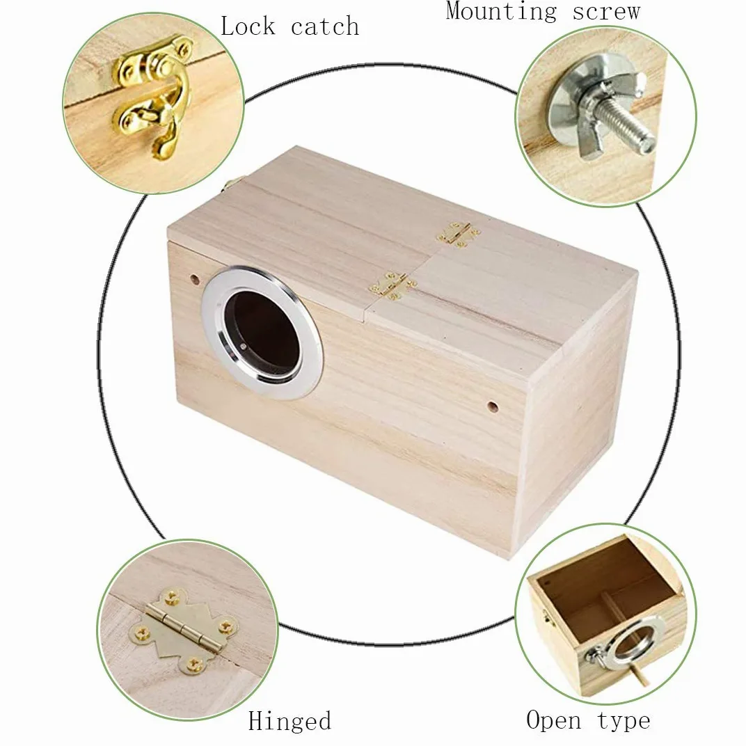 PINVNBY Caja nido para periquitos, casa de pájaros, caja de cría de madera, caja de apareamiento para loros, periquitos, pinzones, cacatúas, canarios y pájaros de tamaño mediano (S)