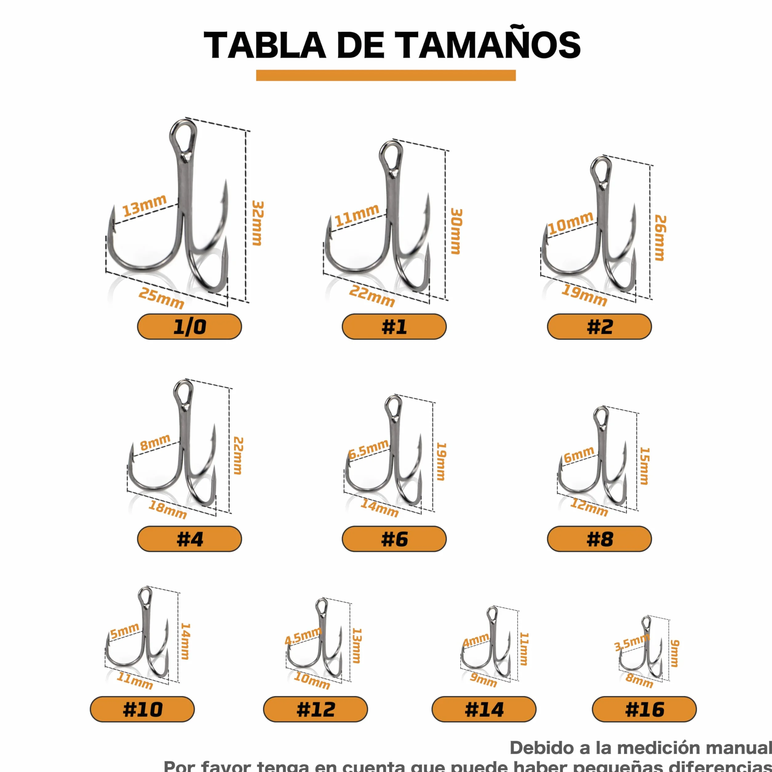 Anzuelos de Pesca Triples de Acero de Alto Carbono, Curvado Redondo, Afilados y Resistentes