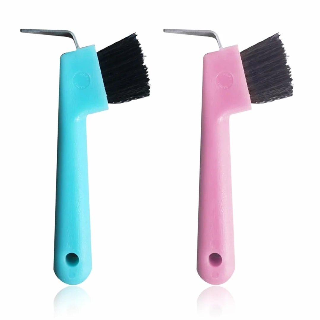 2Pcs Cuidado de los Cascos del caballo 2 Raspadores de Pezuñas con Cepillo 2 en 1, Accesorios para el Cuidado de Caballos, Adecuados para Limpiar Pezuñas y Cuidar Pezuñas Suministros De Limpieza