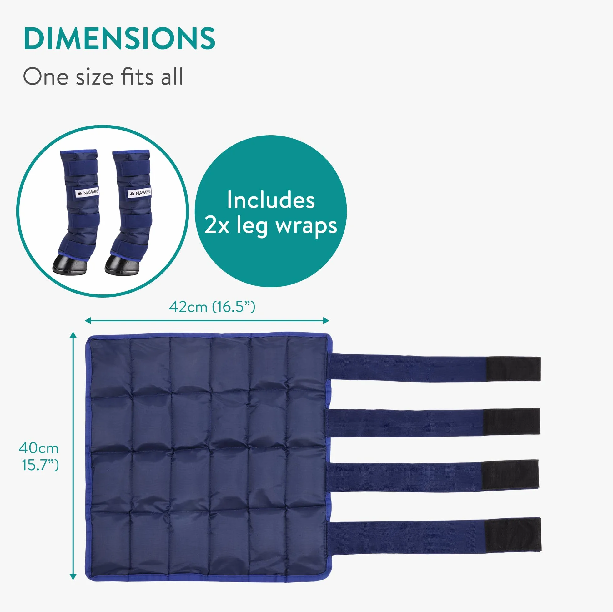Navaris Polainas de Refrigeracion Caballo - 2X Acumuladores de Frio para Patas de Caballo - Talla Única Ajustable - Fácil de Aplicar - 2X Bolsa de Frio Protectores Caballo