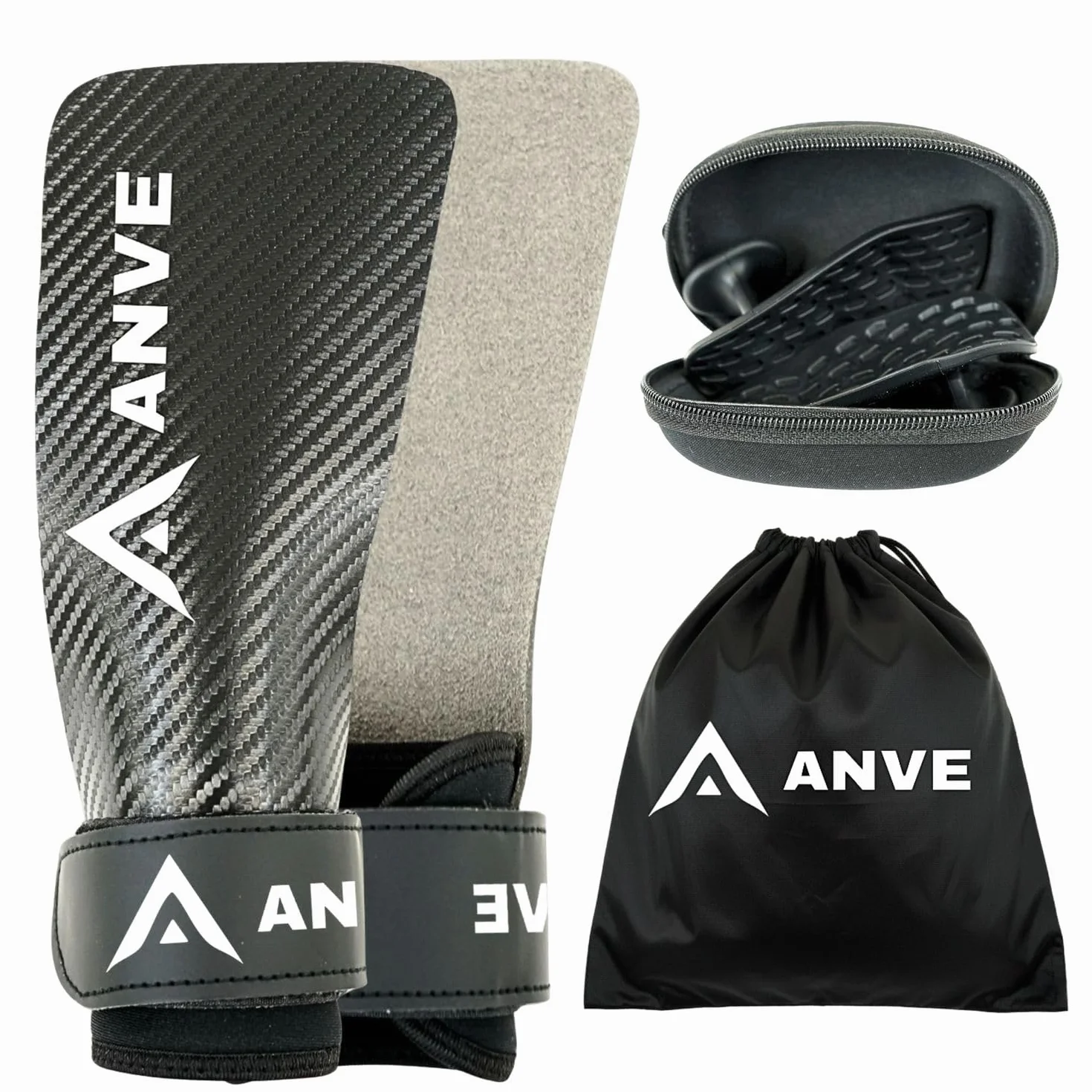 ANVE Calleras Crossfit Microfibra Carbono Bolsa Almacenamiento Agarre Silicona