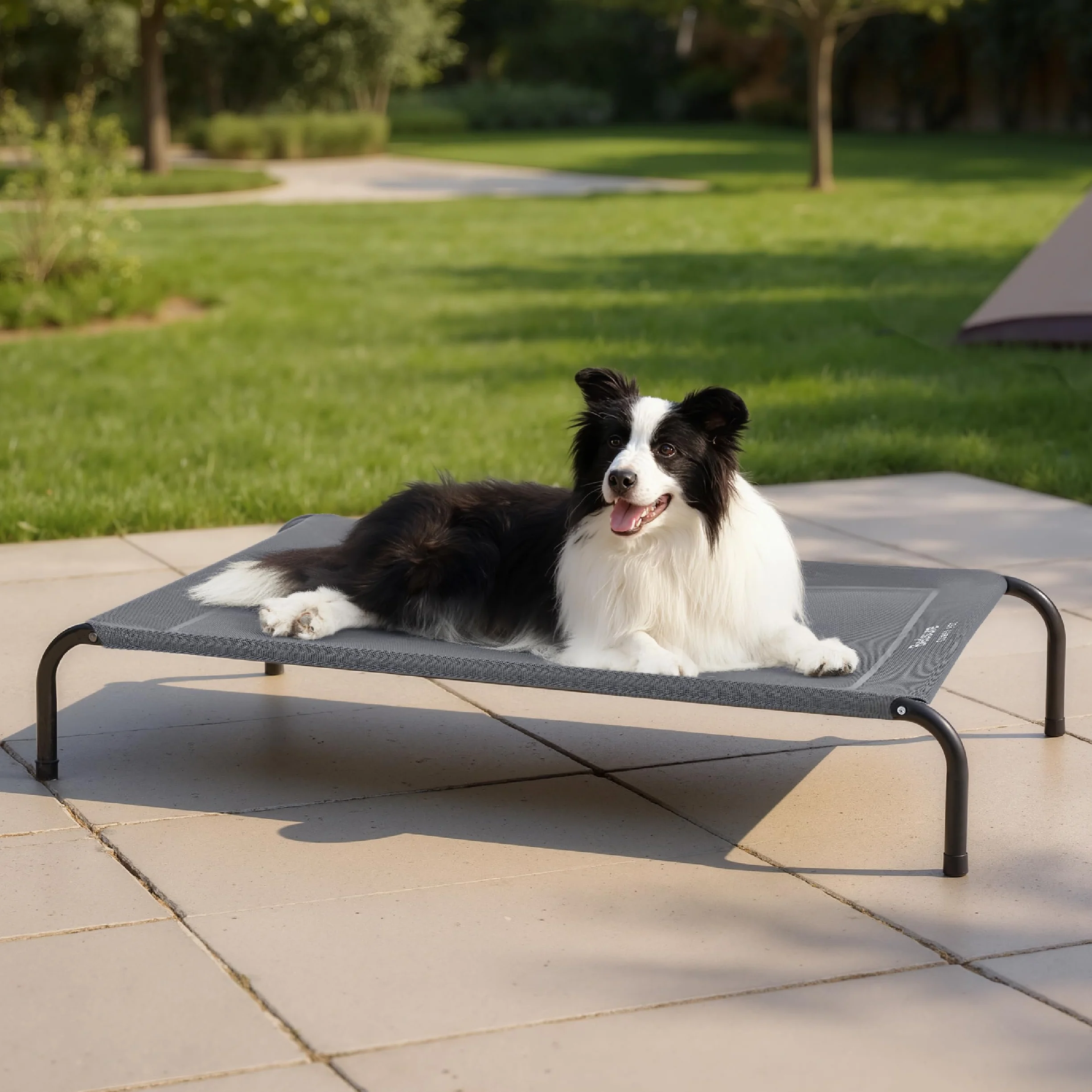 Bedsure Cama Elevada para Perros Grande - Cama para Perros Elevada e Impermeable con Malla, Ideal para Viajes y Jardín, Gris, 124x80x20 cm