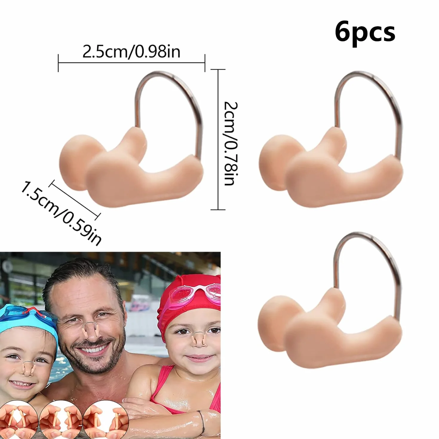 Pinza de Nariz de Natación de Silicona para Adultos, 6 PCS Tapones Nasales Impermeables