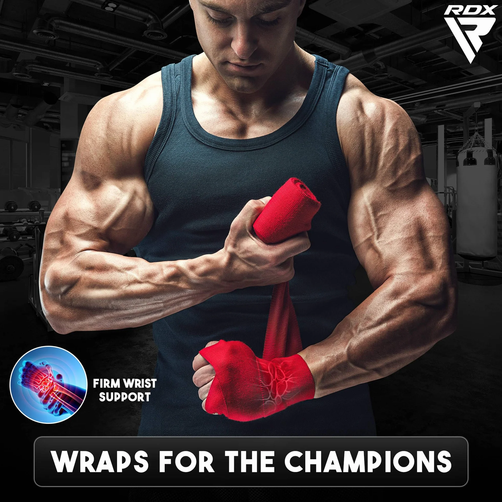 RDX Vendas Boxeo Guantes Interiores 4,5 Metros 180 Pulgadas Elástico Correa de Muñeca Soporte Cinta Entrenamiento Hand Wraps