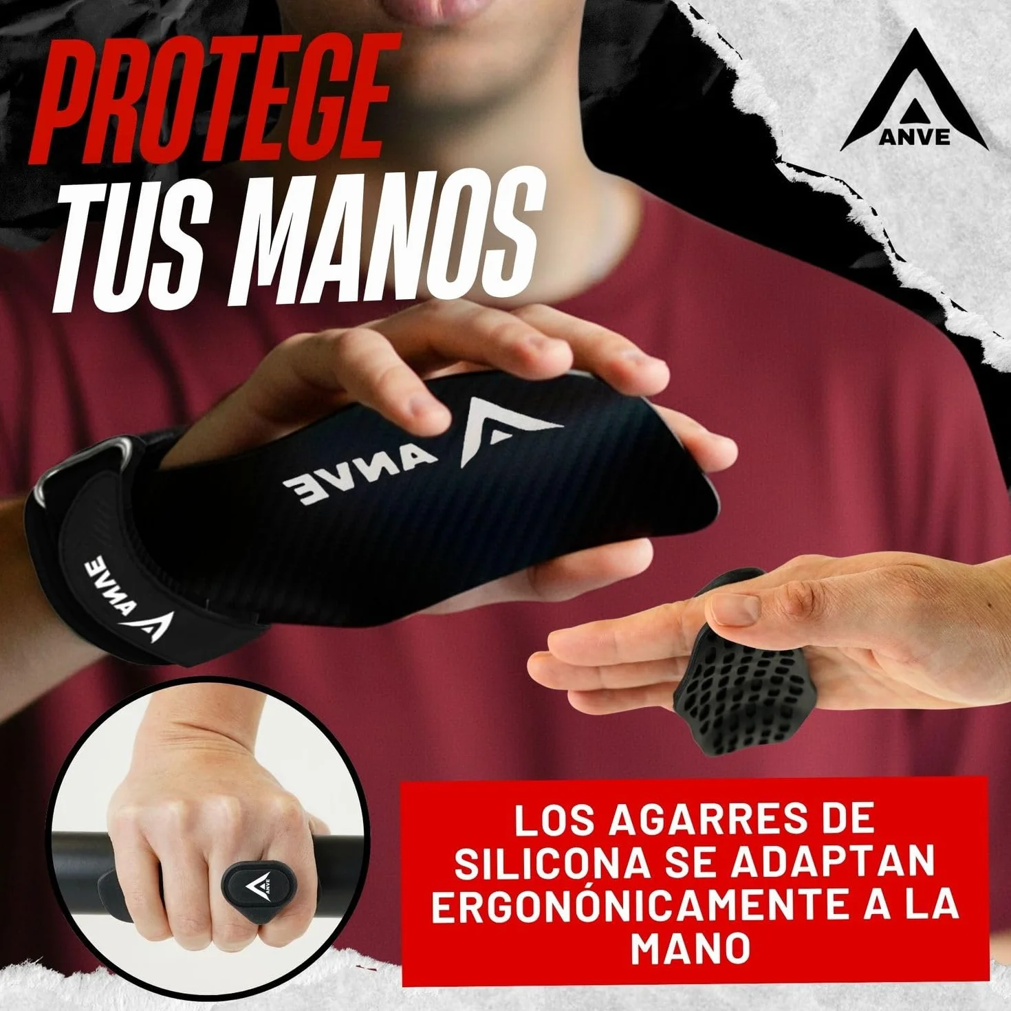 ANVE Calleras Crossfit Microfibra Carbono Bolsa Almacenamiento Agarre Silicona