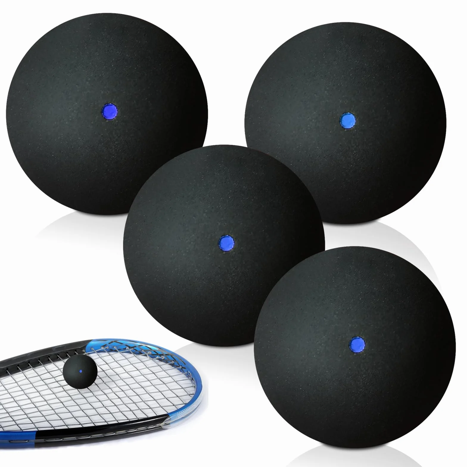 PORFOYO Juego de 4 pelotas de squash deportivas de goma para entrenamiento y competición
