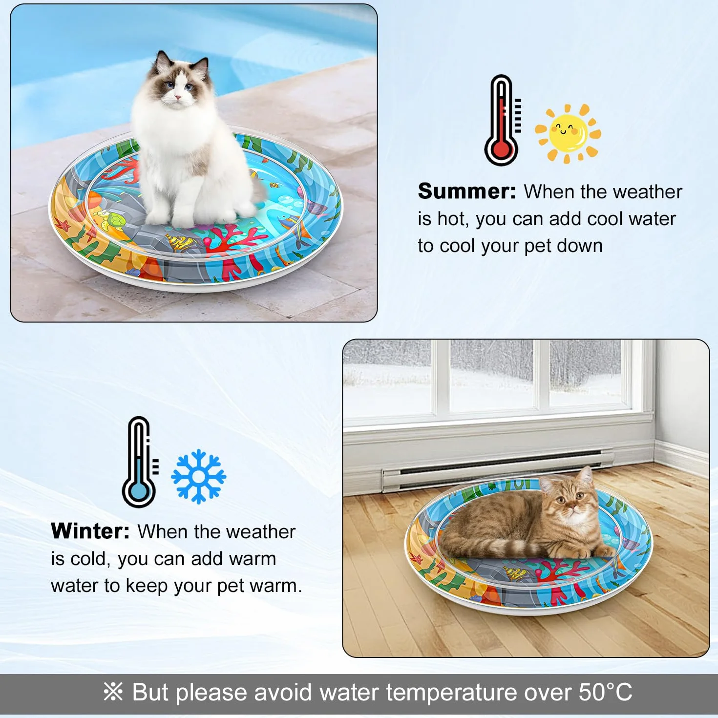 Cat Water Upstream Lotus, Nueva alfombra de refrigeración duradera para mascotas 2025, cama de agua interactiva engrosada para perros (B)