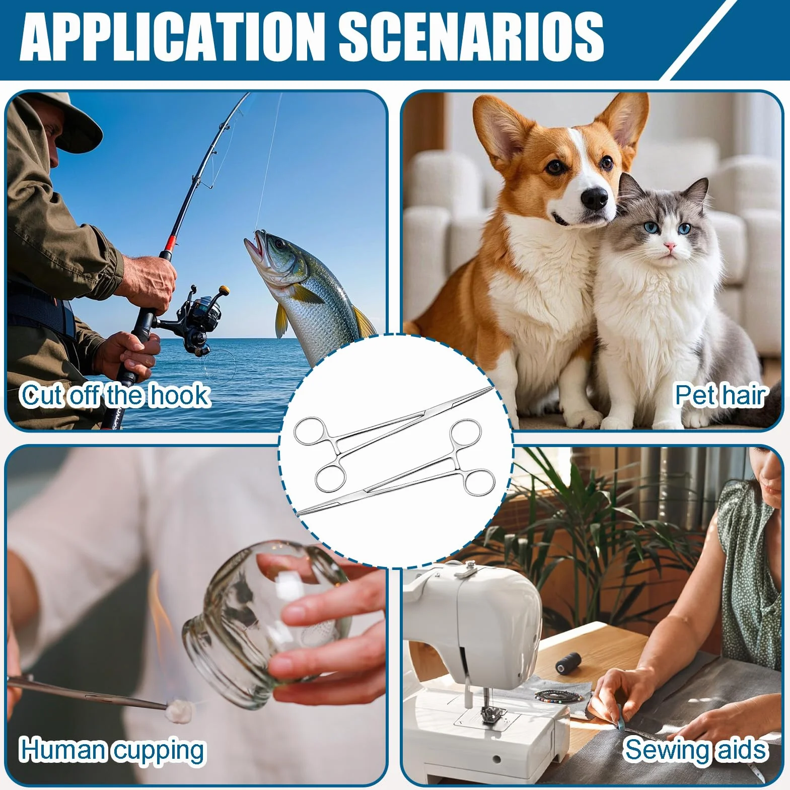 Pinzas para Perforar de Bloqueo 12,5cm Acero Inoxidable Mandíbulas Serratas para Cuidado de Mascotas Pesca Manualidades Recto