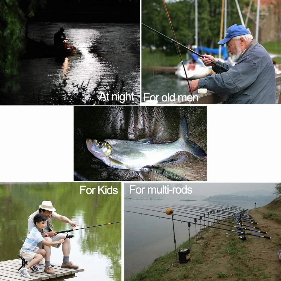 Shackcom 3 Sensible Alarma Pesca Picada Mordedura Pescado Bite Indicator para Caña de Pescar Universal Electrónico LED Vibración