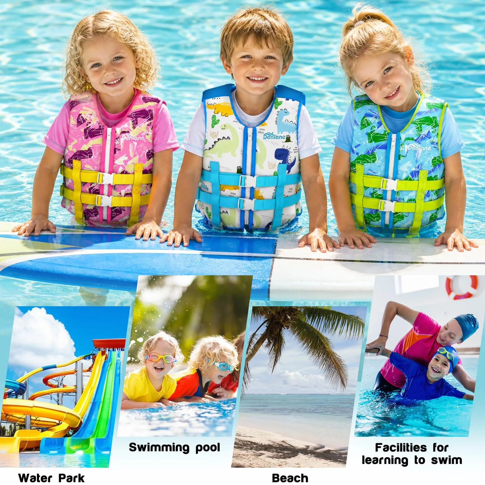 Chaleco de natación Neopreno niños 2-9 años Traje baño entrenamiento Correas Seguridad Ajustables SML 15-40kg