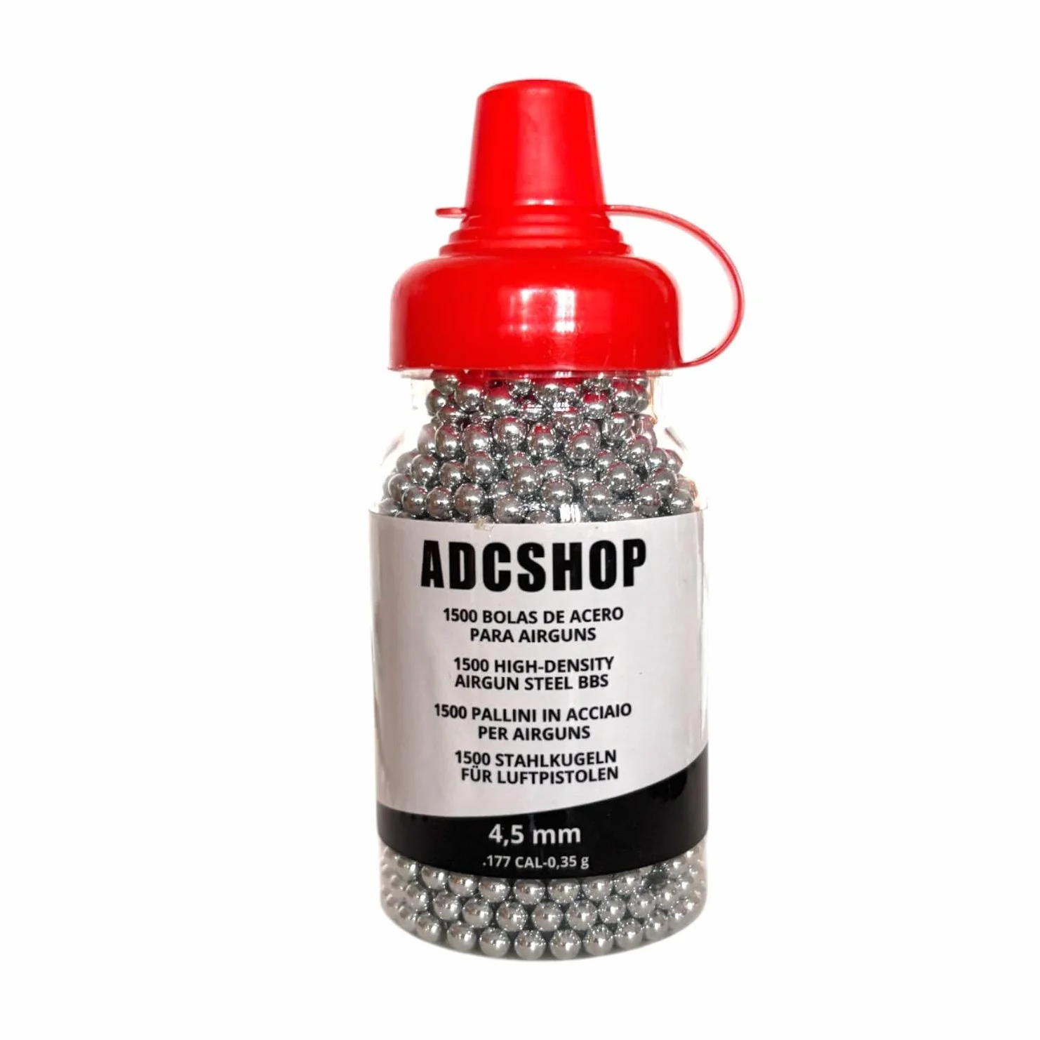 Bolas de Acero Calibre 4.5 mm - Munición para Armas Aire Comprimido y Pistolas CO2 - 1500 BBS