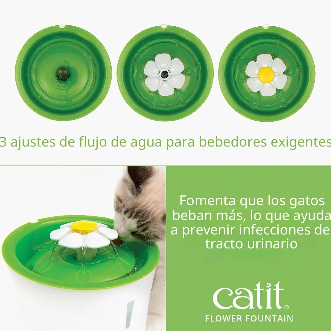 Catit 43742W Bebedero Fuente Flor 3, 3 L
