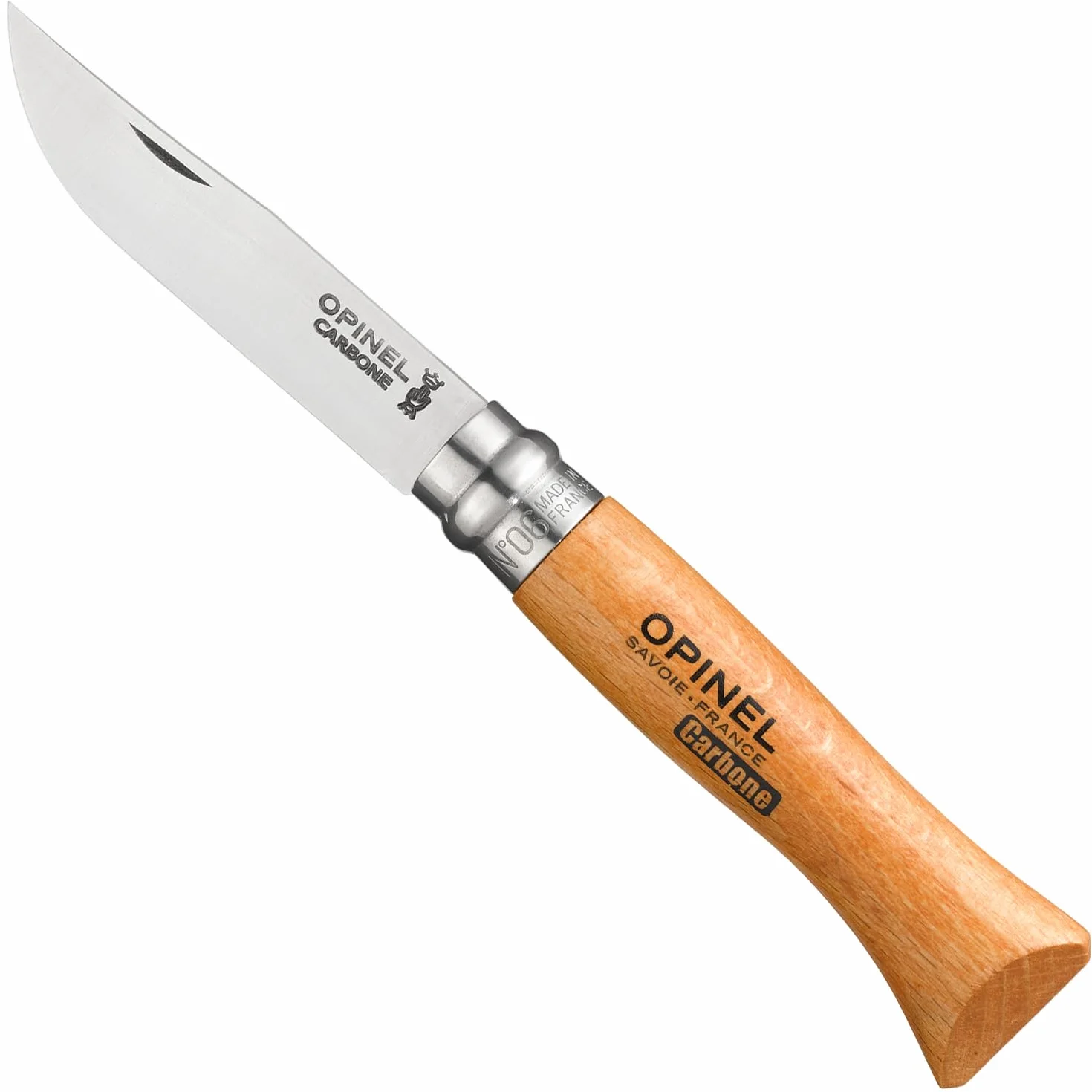 OPINEL Cuchillo n.º 6 Acero al Carbono XC90 Hoja 8,5 cm Mango de Haya Virobloc