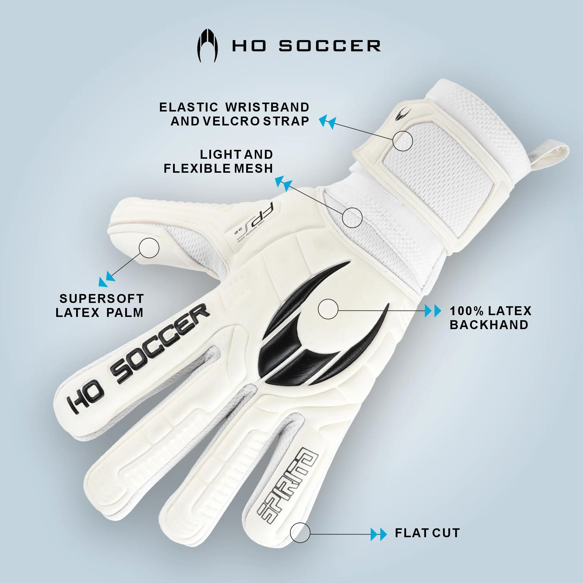 Guantes de Portero HO Soccer SPIRITO White Protek Flat Blanco