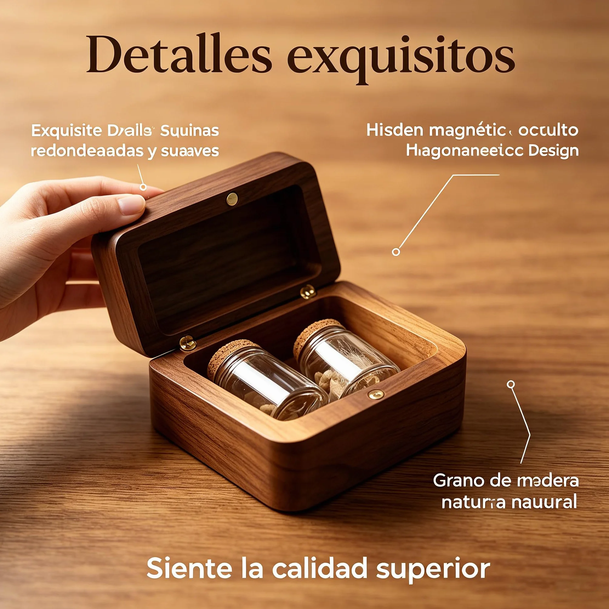 VEELU Regalo Conmemorativo Perro Gato Personalizado - Caja de Recuerdos con Foto y Nombre, Pequeña Urna de Madera para Cenizas y Pelo con 4 Frascos de Vidrio, Regalo por la Pérdida de una Mascota