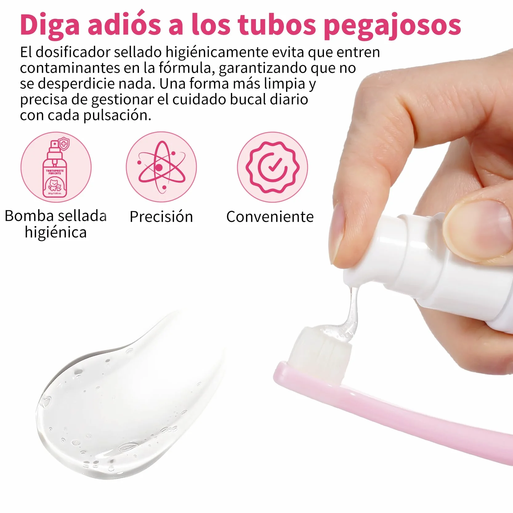 Pasta de Dientes Enzimática para Gatos - Kit Dental con Cepillo, Gel Sin Perfume contra la Placa y Mal Aliento, Previene el Sarro - 30g