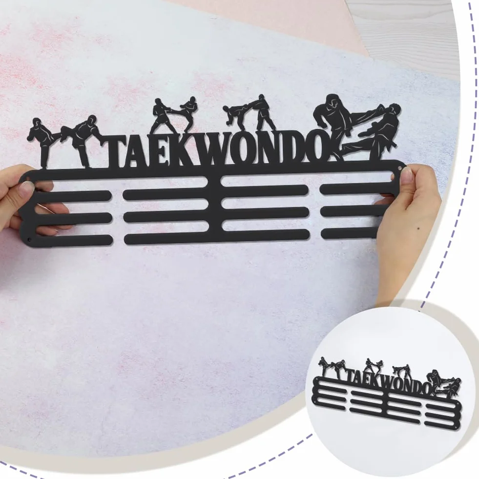 SUPERDANT Taekwondo Colgador de Medallas Pared Metal 40x15CM