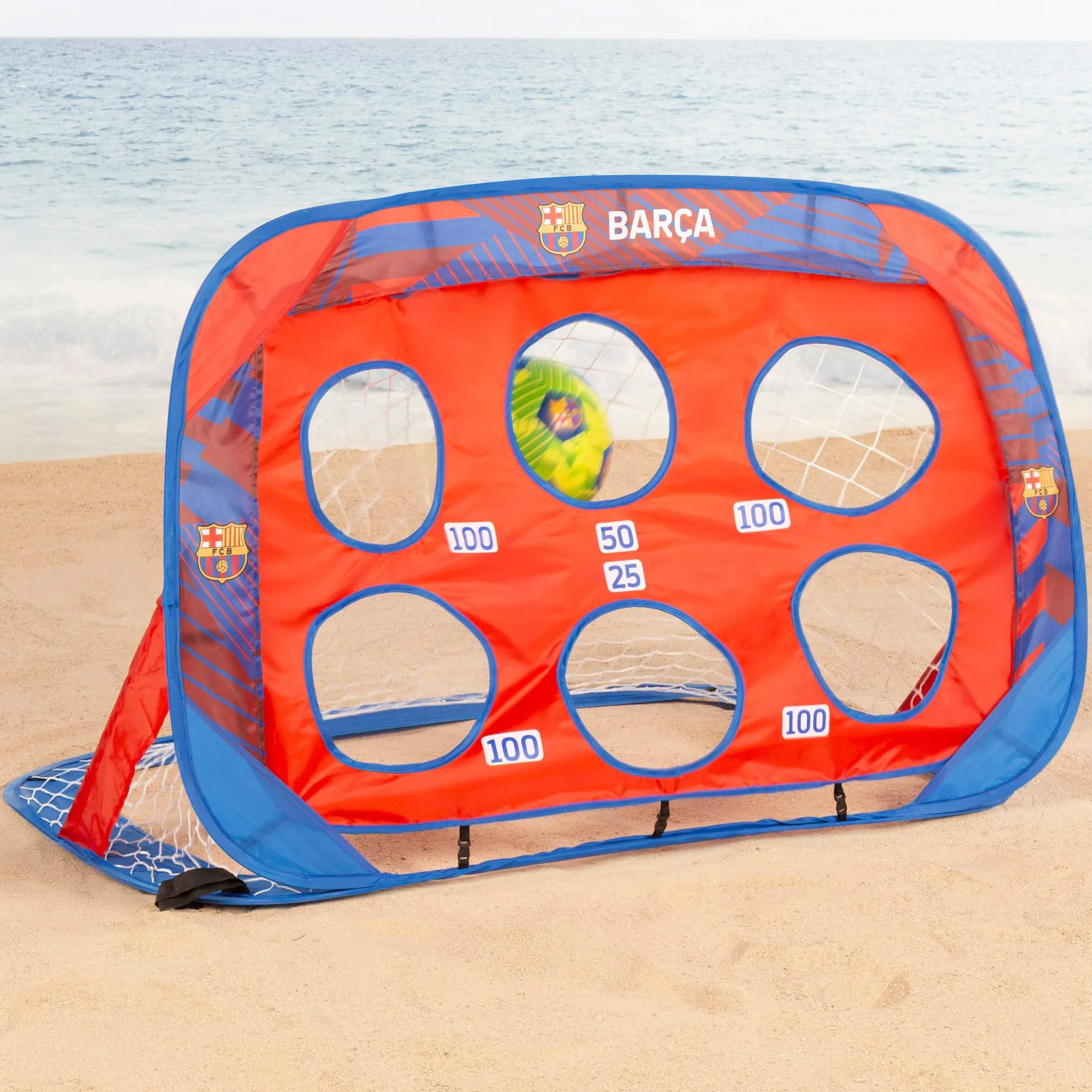 COLORBABY portería Pop-up fútbol 4 en 1, 120 x 80 x 80 cm, con dianas intercambiables, bolsa con asas