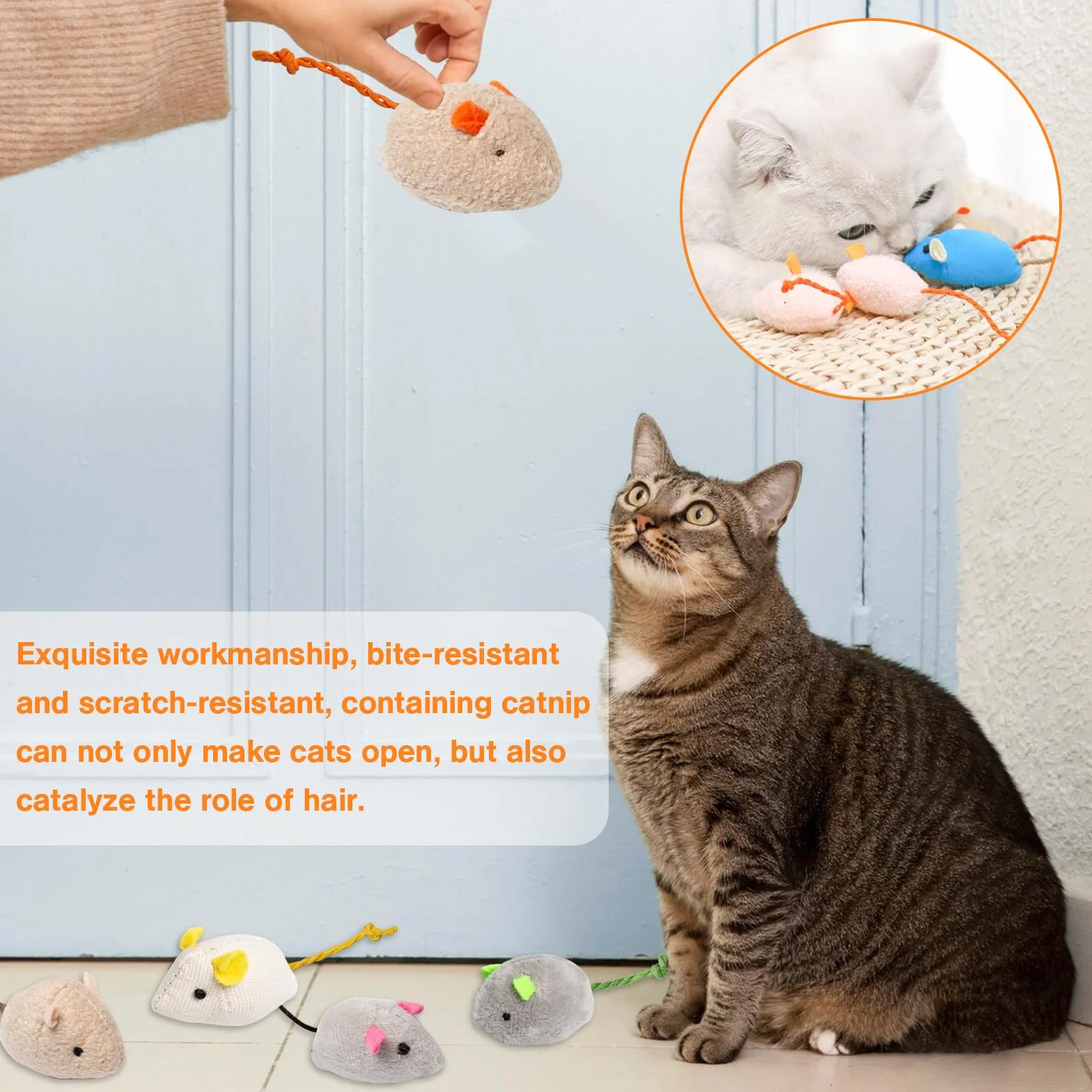 24 Piezas Juguetes para Gatos - Ratones de Peluche y Hierba Gatera - Juguetes Interactivos Multicolor