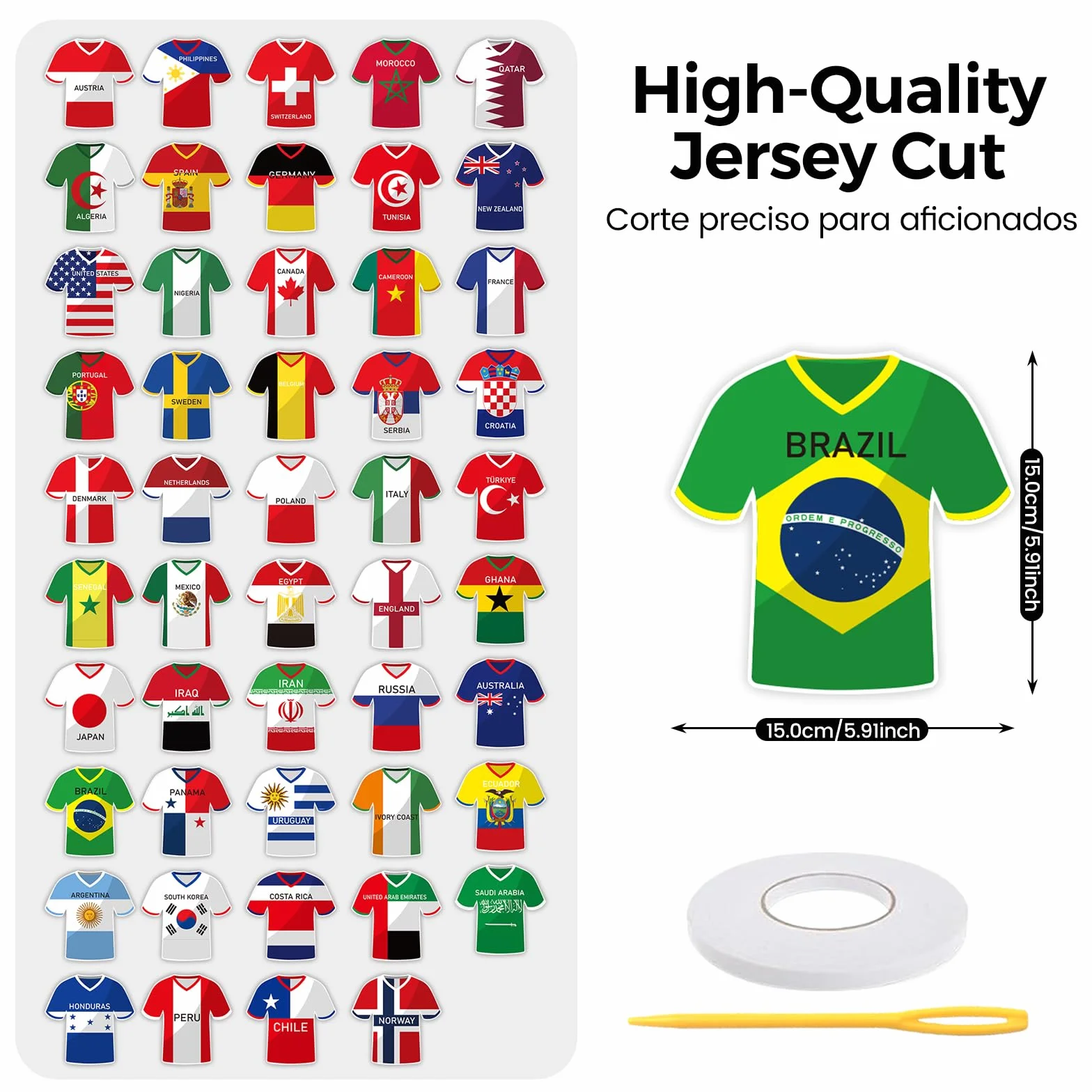 Guirnalda de Banderas Forma Camiseta Fútbol 49 Piezas Decoración Mundial