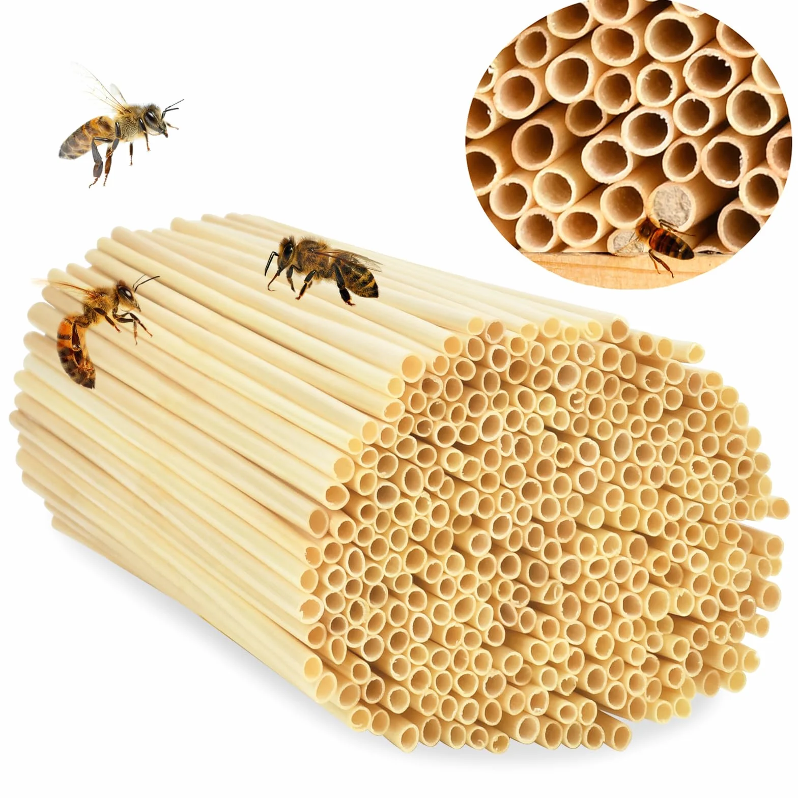 500 Tubos Nidos para Hotel de Insectos, 14.5 Pajitas de Trigo para Casa de Insectos, Casquillos de Nido para Abejas Silvestres, Accesorios para Casa de Insectos, Hotel de Abejas, Casa de Abejas