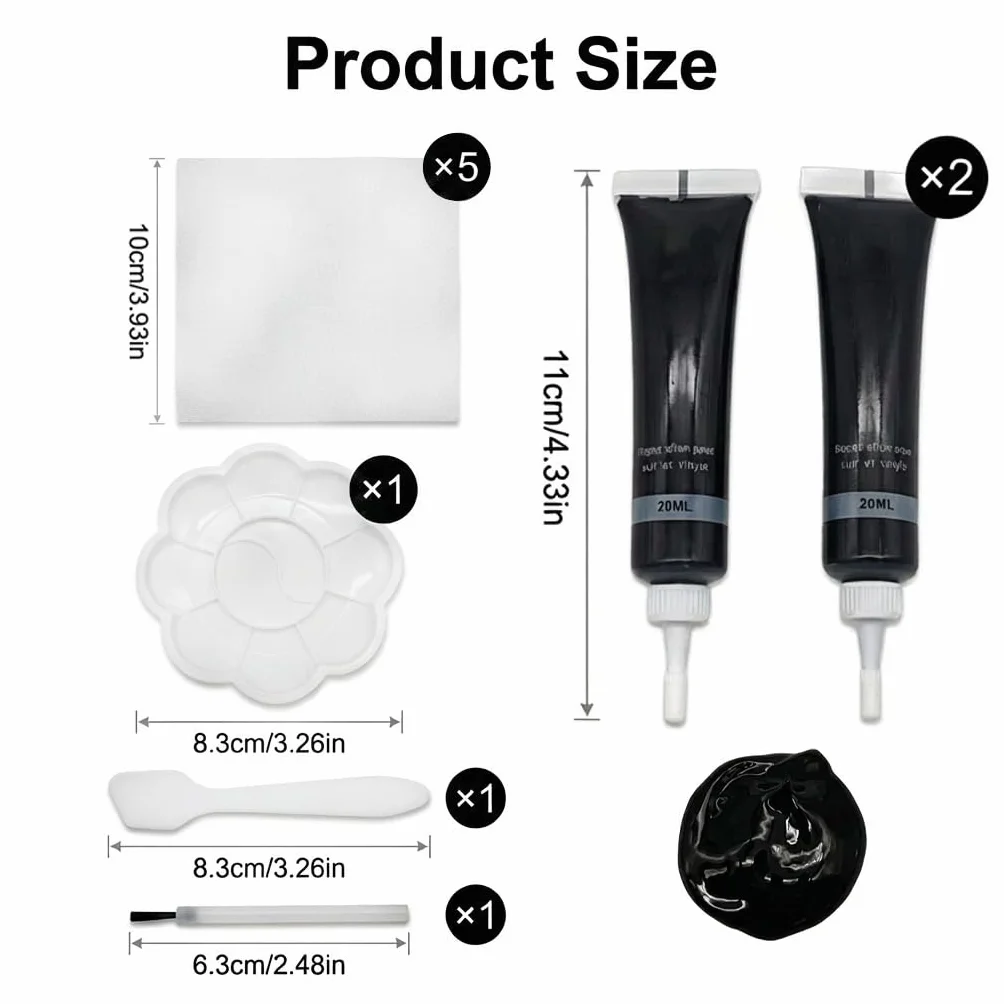 Cuero Liquido Reparador Negro Kit Reparador de Cuero para Asientos de Coche, Sofás, Zapatos y Chaquetas, Tinte Reparador Cuero Sintético y Vinilo
