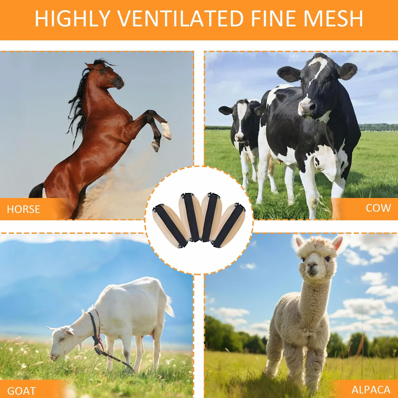 Fundas antimosquitos para patas de caballo, talla universal, malla fina transpirable