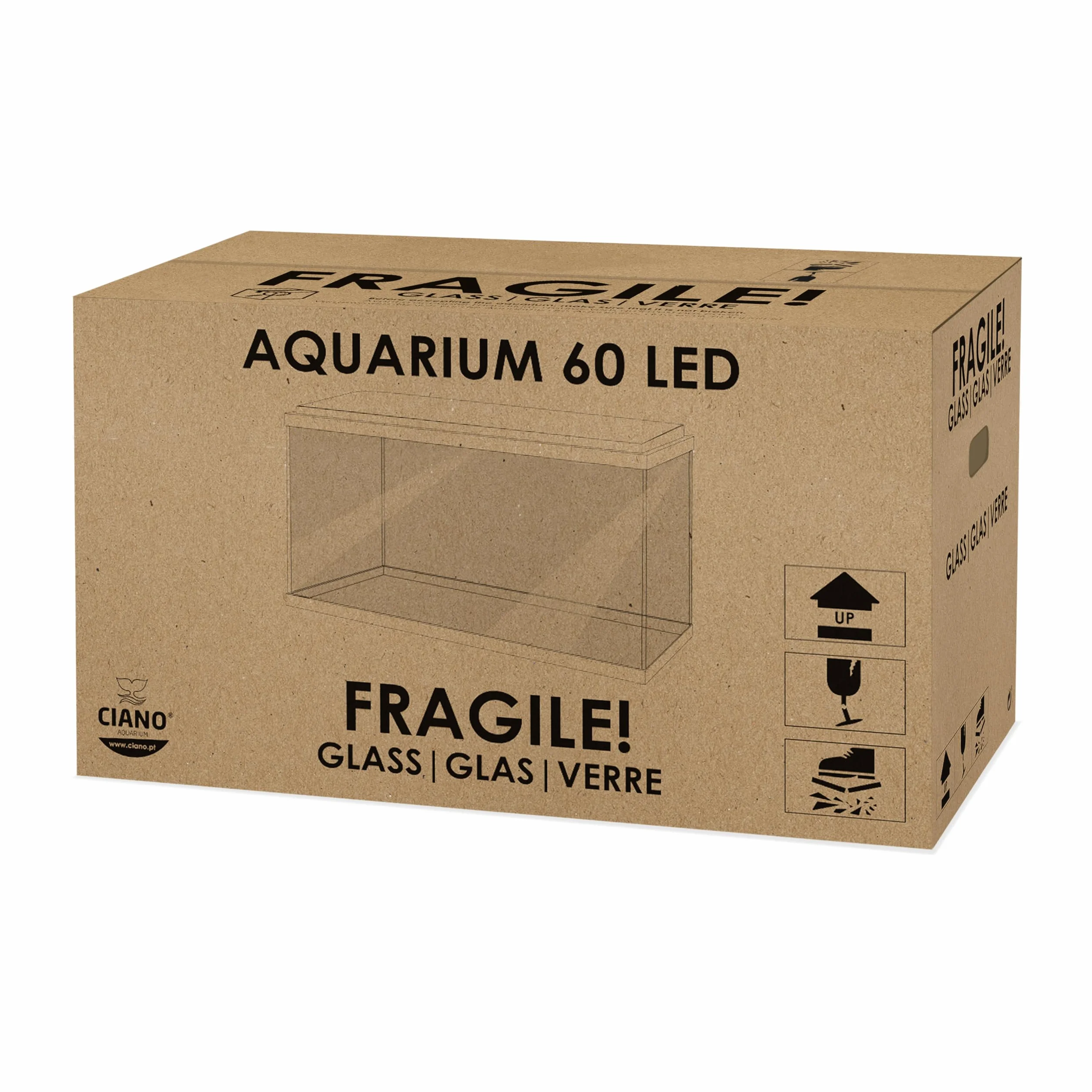 Ciano, Acuario 60 Blanco, para Peces, Equipado con Filtro, consumibles, LED y calefacción, 58L, Embalaje Reforzado para envío Web