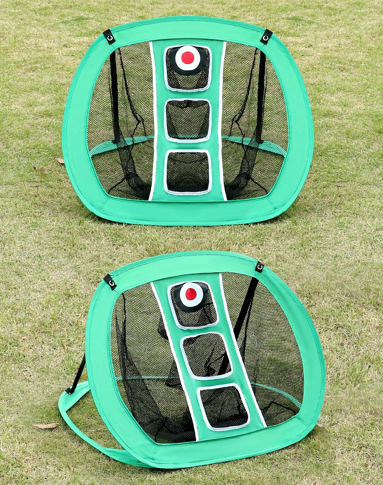 QWORK Red de práctica de golf desplegable con alfombrillas y pelotas de entrenamiento