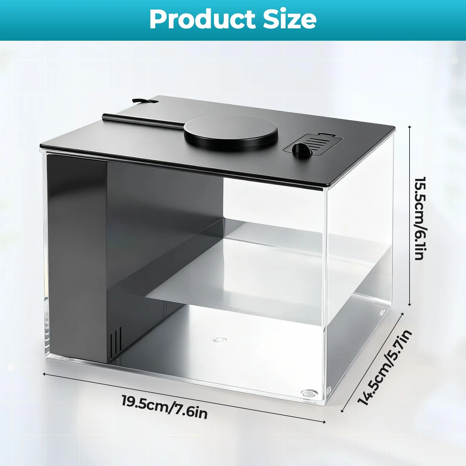 Betta Fish Tank, pequeño acuario de plástico con cubierta y luz LED, kit de inicio de acuario con sistema de filtro, mini pecera de escritorio para camarones Betta