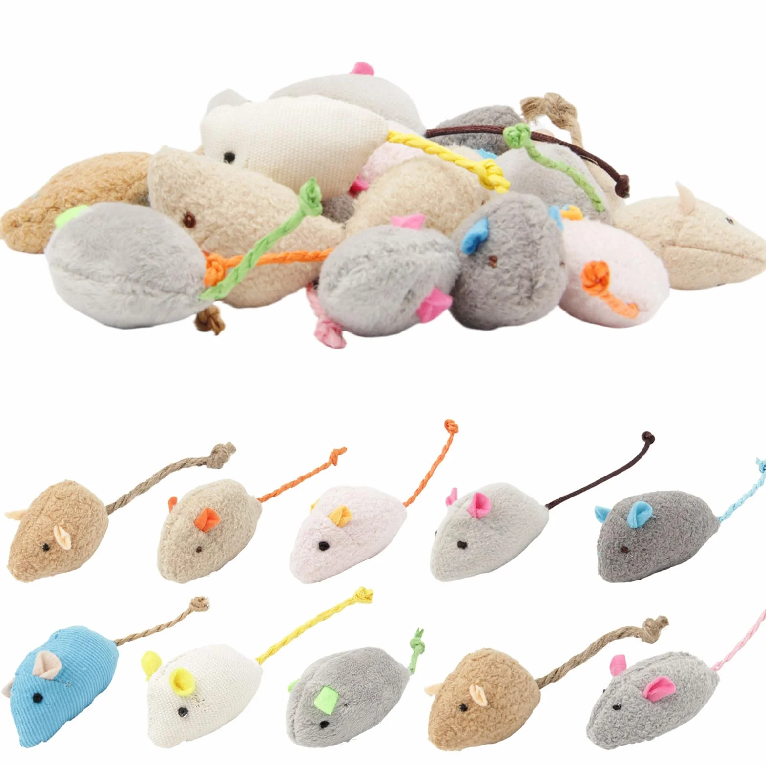 20 Piezas Juguetes paraGatos Ratas Ratones para Gatos de Peluche Ratones de Juguete de Hierba Gatera Juguete de Ratón de Peluche de Gato Interior (Multicolor)