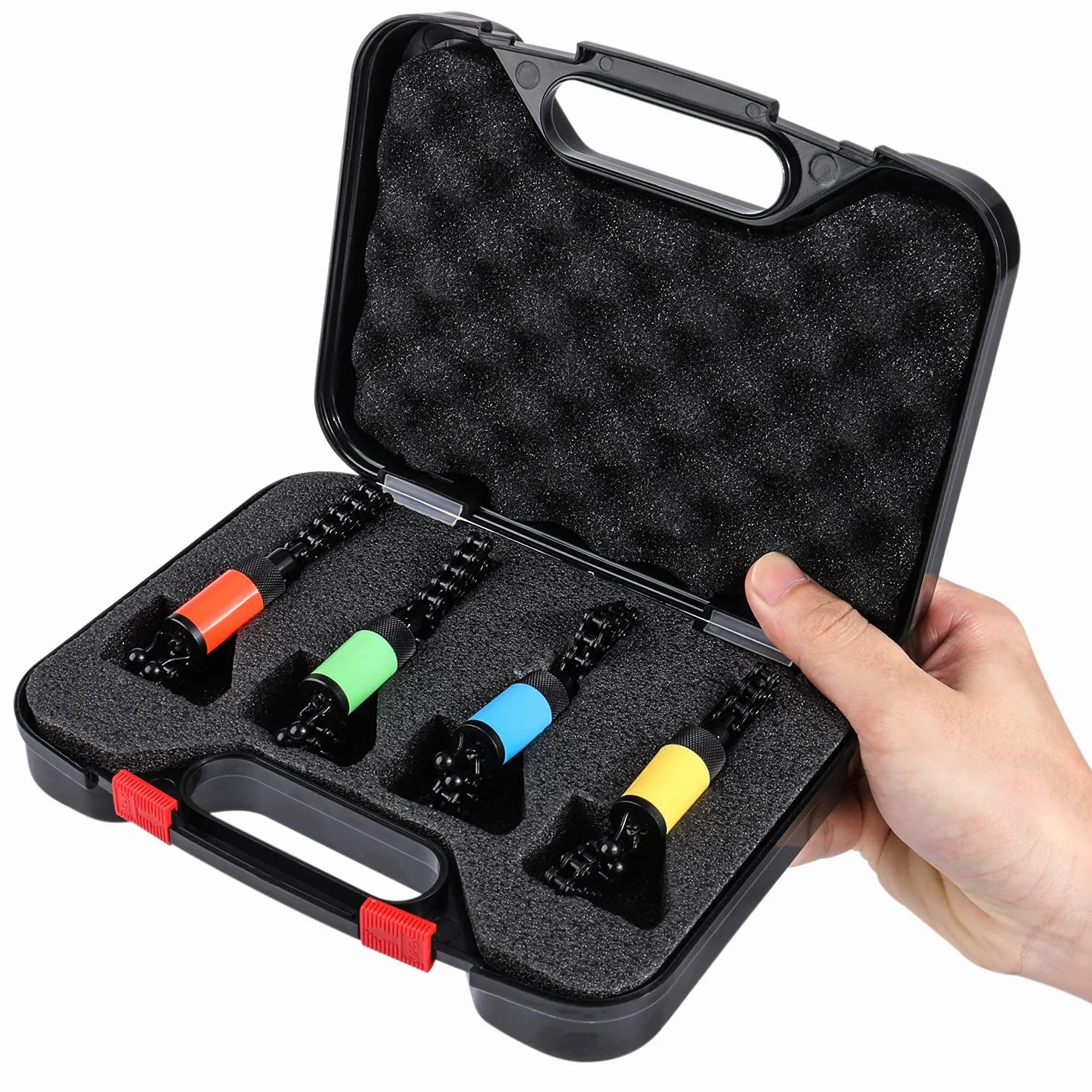 Sougayilang 4pcs Swingers de Pesca, Alarma de mordida Sensor Colgante para Pesca de Carpa con Caja de ABS