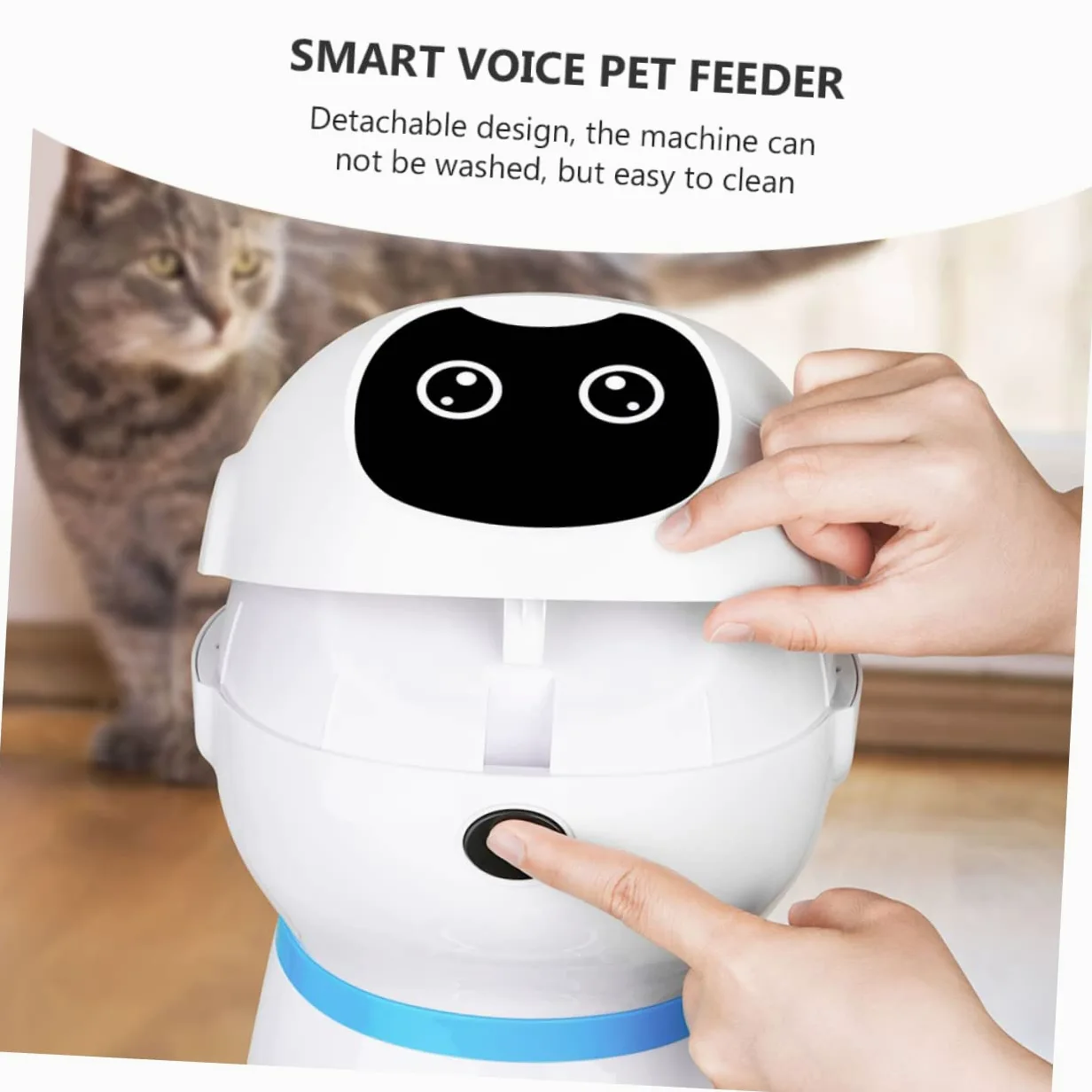 VANZACK Alimentador Automático y Función de Grabación para Mascotas con Capacidad 3.5l Robot Inteligente con Temporizador Digital para Uso en Hogar Personal